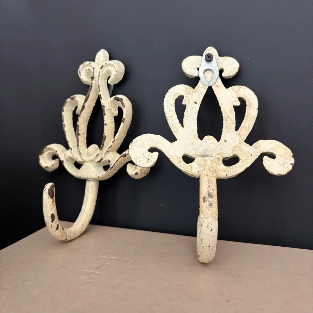 Elegant Cream Cast Iron Wall Hooks